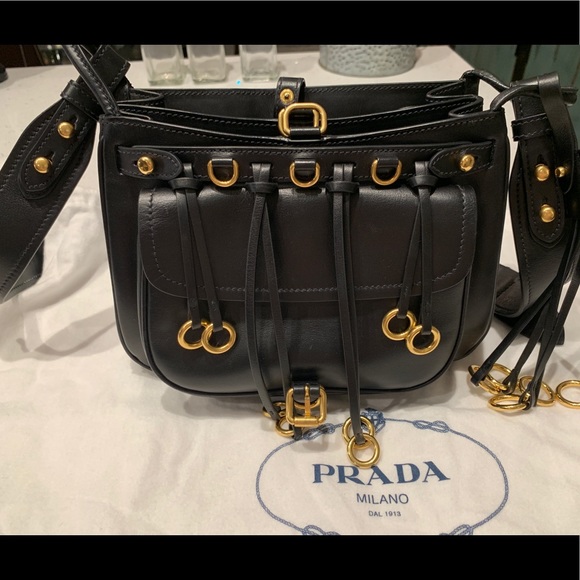 Prada Black Leather Corsaire Messenger Bag - Picture 3 of 8